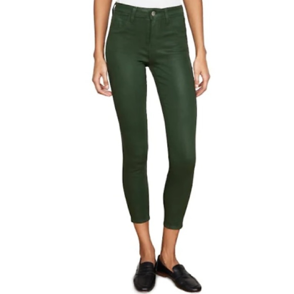 L’Agence Margot Coated Skinny Jeans Green